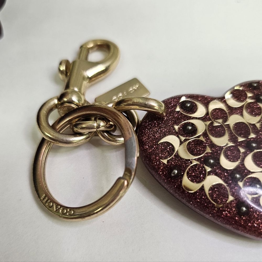 Coach Red and Gold Heart Key Holder - Picture 3 of 4